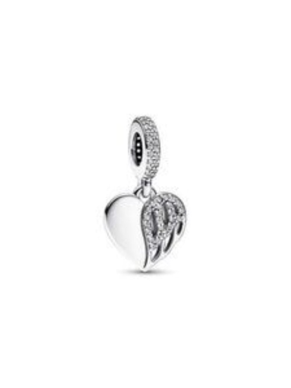 Silver Heart Charm with Crystals